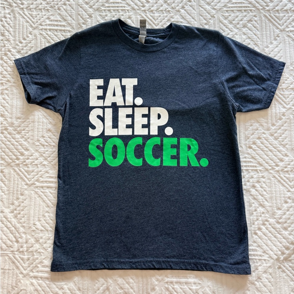 Chalktalk Sports Eat. Sleep. Soccer. Kids Navy Graphic Tee